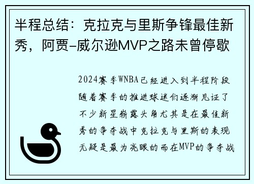 半程总结：克拉克与里斯争锋最佳新秀，阿贾-威尔逊MVP之路未曾停歇